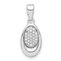 Sterling Silver Rhodium Plated CZ Oval Pendant
