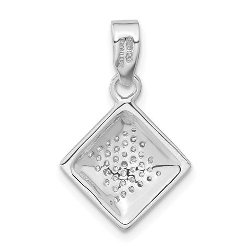 Sterling Silver Rhodium-plated CZ Diamond Shaped Pendant