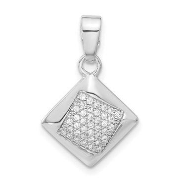 Sterling Silver Rhodium-plated CZ Diamond Shaped Pendant