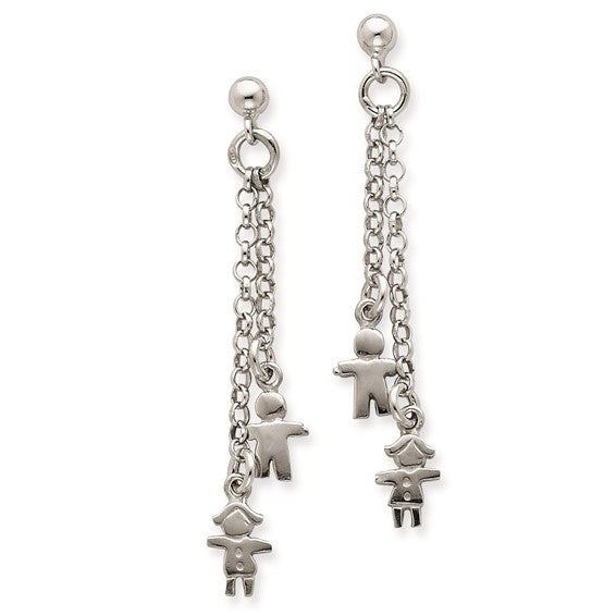 Sterling Silver Boy and Girl Dangle Earrings