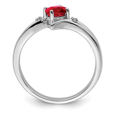 Sterling Silver Rhodium-plated Ruby and Diamond Ring