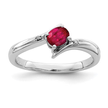 Sterling Silver Rhodium-plated Ruby and Diamond Ring