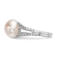 Sterling Silver Pearl CZ Ring