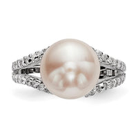 Sterling Silver Pearl CZ Ring