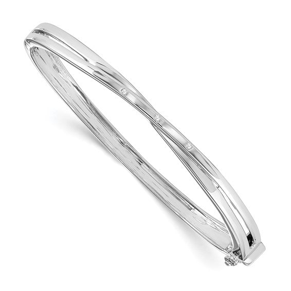 White Ice Sterling Silver Rhodium-plated Diamond X Bangle Bracelet