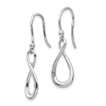 Sterling Silver Rhodium-plated Diamond Shepherd Hook Dangle Earrings