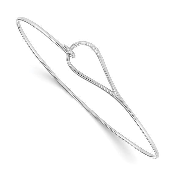 Sterling Silver Rhodium-plated Diamond Bangle