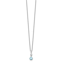 White Ice Sterling Silver Rhodium-plated 18 Inch Blue Topaz and Diamond Necklace with 2 Inch Extender