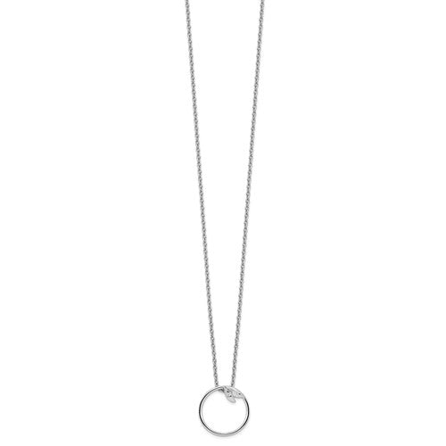 Sterling Silver Rhodium-plated 18 Inch Diamond Open Circle Necklace with 2 Inch Extender