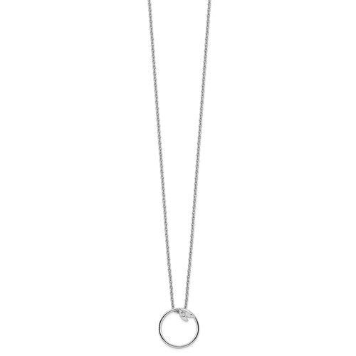 Sterling Silver Rhodium-plated 18 Inch Diamond Open Circle Necklace with 2 Inch Extender