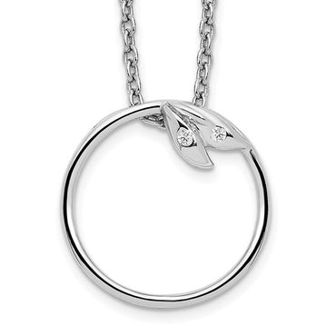 Sterling Silver Rhodium-plated 18 Inch Diamond Open Circle Necklace with 2 Inch Extender