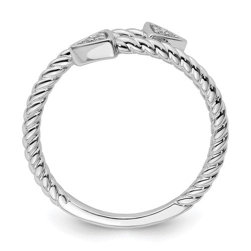 Sterling Silver Rhodium-plated Diamond Arrow Ring