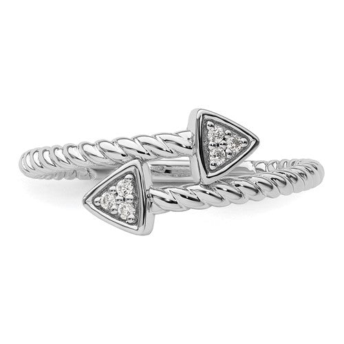 Sterling Silver Rhodium-plated Diamond Arrow Ring