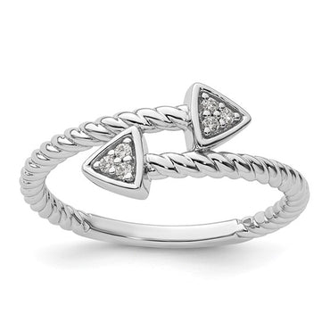 Sterling Silver Rhodium-plated Diamond Arrow Ring