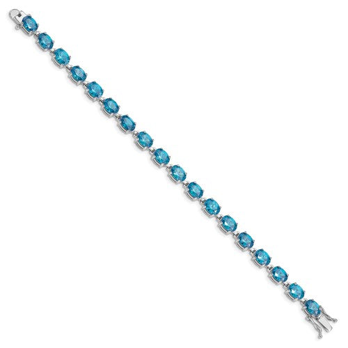 Sterling Silver Rhodium-plated Blue Topaz Bracelet