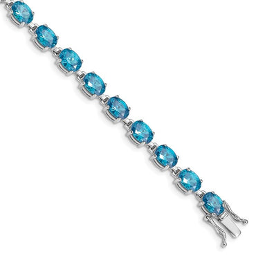 Sterling Silver Rhodium-plated Blue Topaz Bracelet