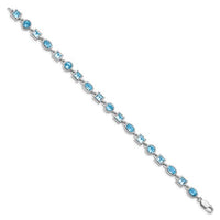Sterling Silver Rhodium-plated Blue Topaz Bracelet