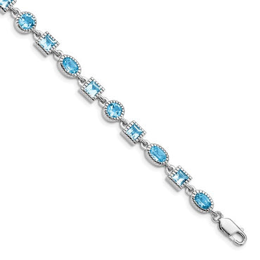 Sterling Silver Rhodium-plated Blue Topaz Bracelet