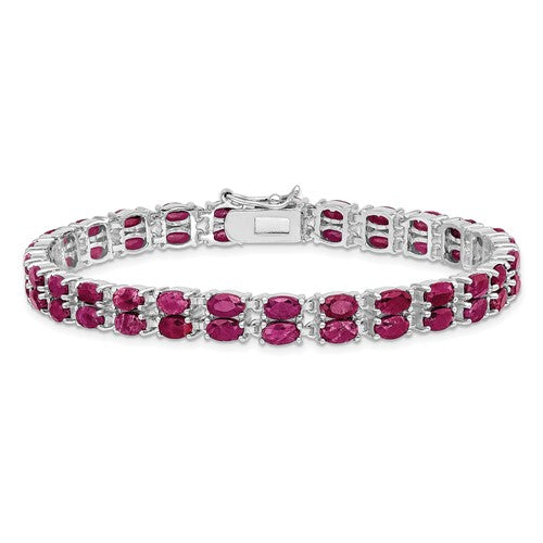 Sterling Silver Rhodium-plated Ruby Bracelet