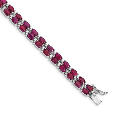 Sterling Silver Rhodium-plated Ruby Bracelet