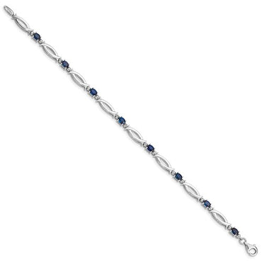 Sterling Silver Rhodium-plated Sapphire and Diamond Bracelet