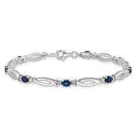 Sterling Silver Rhodium-plated Sapphire and Diamond Bracelet
