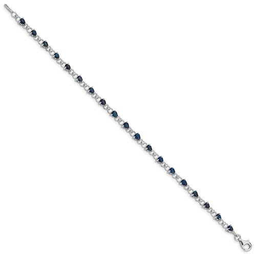 Sterling Silver Rhodium-plated Sapphire and Diamond Bracelet