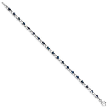 Sterling Silver Rhodium-plated Sapphire and Diamond Bracelet