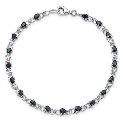 Sterling Silver Rhodium-plated Sapphire and Diamond Bracelet