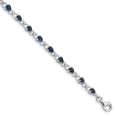 Sterling Silver Rhodium-plated Sapphire and Diamond Bracelet