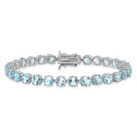 Sterling Silver Rhodium-plated 5mm Blue Topaz 7.5in Bracelet