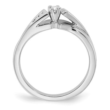 Sterling Silver Polished and Curved Diamond Promise Ring