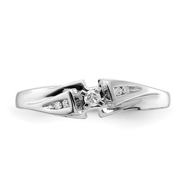 Sterling Silver Polished and Curved Diamond Promise Ring