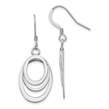Sterling Silver Polished Shepherd Hook Dangle Earrings