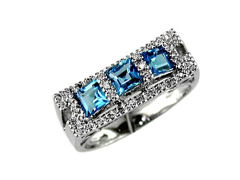 14KW 1.30CTW Blue Topaz & Diamond Ring