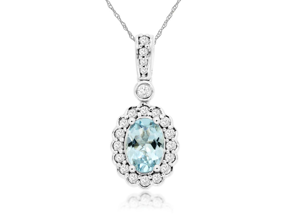 AQUAMARINE & DIAMOND PENDANT