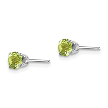 14k White Gold 4mm Peridot Stud Earrings