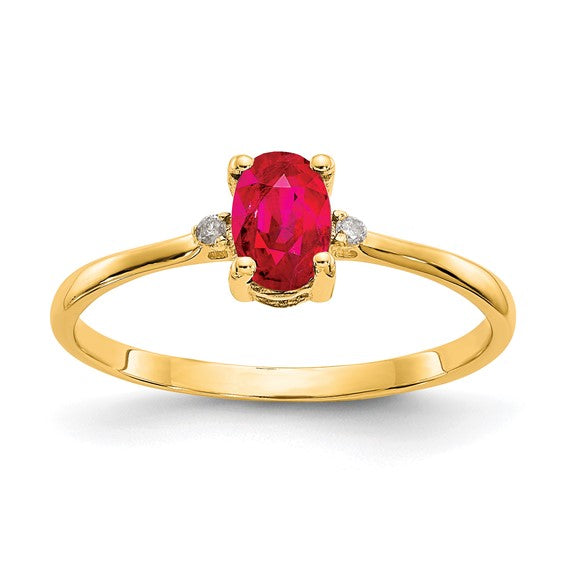 14k Diamond and Ruby Birthstone Ring