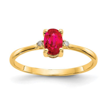 14k Diamond and Ruby Birthstone Ring