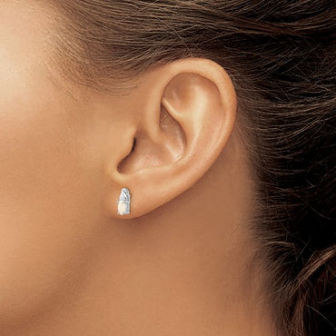 14k White Gold Opal and Diamond Post Earrings