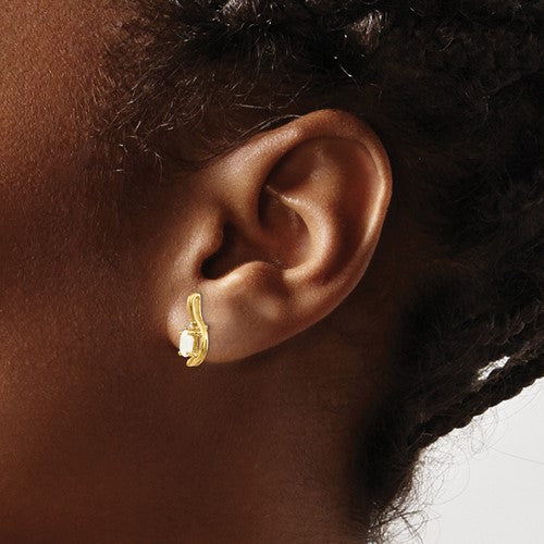 14k Opal and Diamond Post Earrings