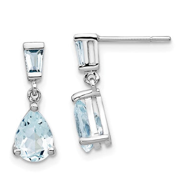 14k White Gold Aquamarine Dangle Earrings