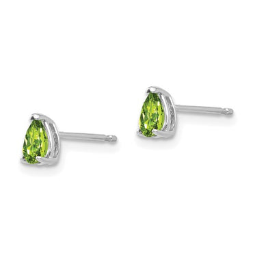 14k White Gold 5x3mm Pear Peridot Earrings