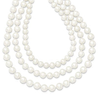14k 8-9mm White Near Round FW Cultured Pearl 3-Strand Necklace