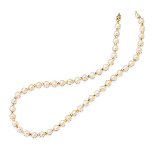 14K 6-7mm White Near Round FW Cultured Pearl Bead Necklace