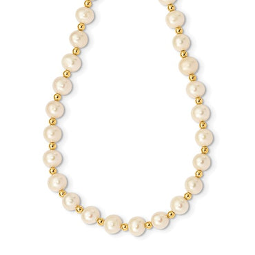 14K 6-7mm White Near Round FW Cultured Pearl Bead Necklace