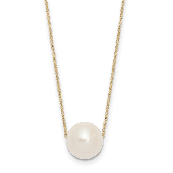 14K 10-11mm Round White FWC Pearl Rope Necklace