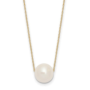 14K 10-11mm Round White FWC Pearl Rope Necklace