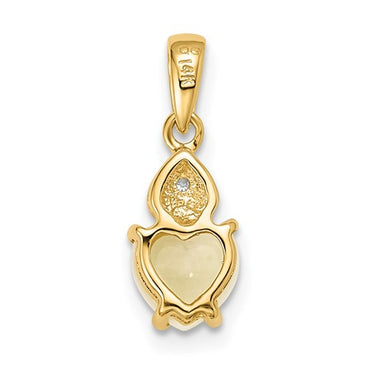 14k Diamond and Opal Polished Heart Pendant