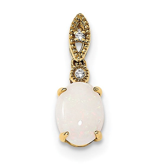 14k Austrian Opal and Diamond Pendant